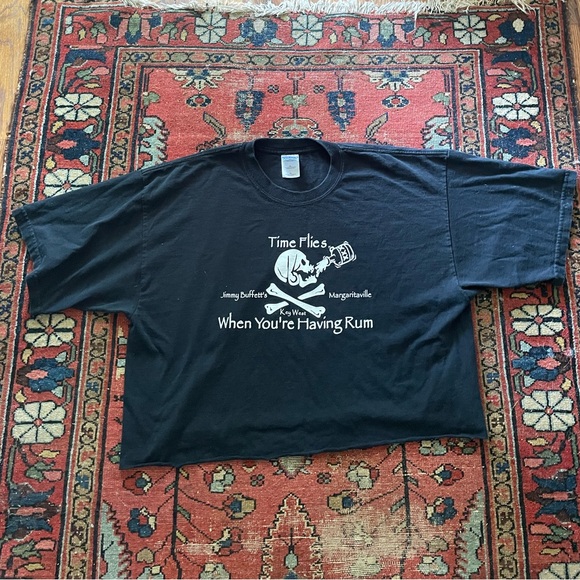 Jimmy buffet margaritaville vintage cropped black tee - Picture 1 of 6